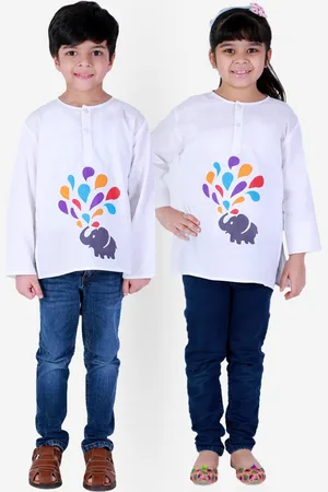 BownBee Kids Graphic Printed Cotton Kurta