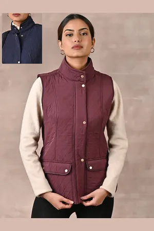 Lakshita Women Quilted Jacket with Embroidered
