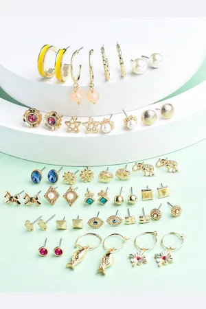 Ami Set of 25 Contemporary Studs & Hoop Earrings