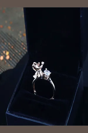 I Jewels Rose Gold-Plated CZ-Studded Adjustable Finger Ring