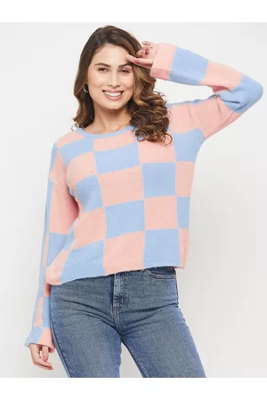 MADAME Women Acrylic Colourblocked Pullover