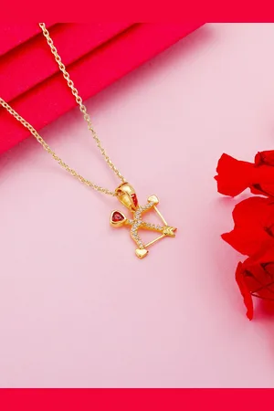 GIVA Women 925 Sterling Silver Gold-Plated Arrow Of Love Pendant With Chain