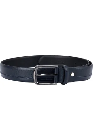 ROSSO BRUNELLO Men Blue Textured Leather Formal Belt