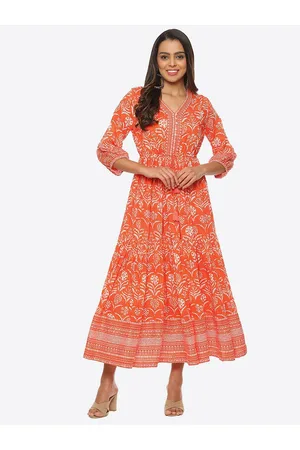 Biba Floral Printed V-Neck Midi Dress