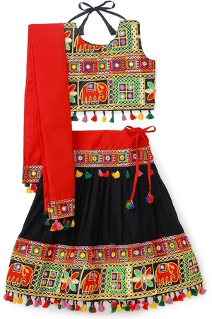 Banjara Girls Embroidered Ready to Wear Cotton Lehenga & Blouse With Dupatta