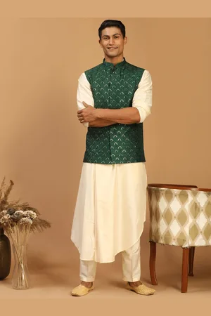 Vastramay Men Angrakha Kurta With Pyjamas & Nehru Jacket