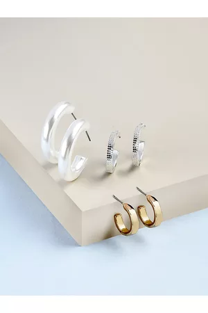 Ami Set Of 3 Gold-Plated Contemporary Half Hoop Earrings