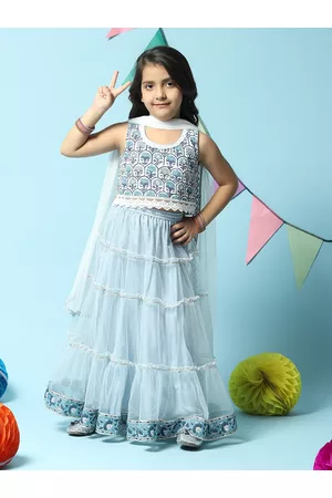 Biba Girls Printed Ready to Wear Lehenga & Blouse With Dupatta