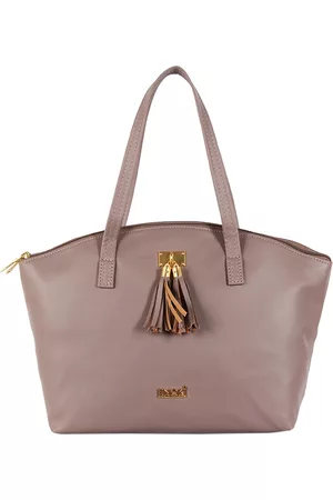 ENOKI Purple Structured Shoulder Bag with Tasselled
