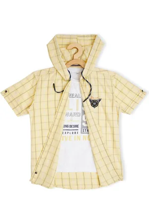 CAVIO Boys Comfort Checked Casual Pure Cotton Hooded Shirt