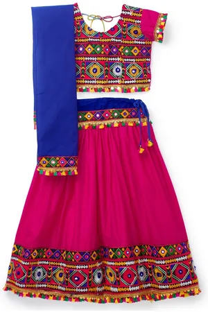 Banjara Girls Embroidered Cotton Ready to Wear Lehenga & Blouse With Dupatta