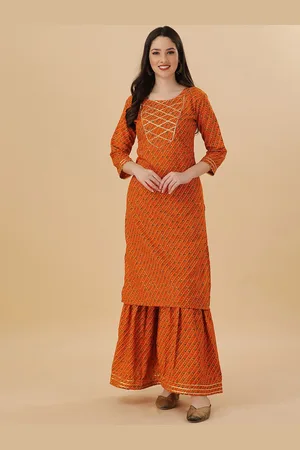 GUFRINA Bandhani Printed Gotta Patti Kurta with Sharara