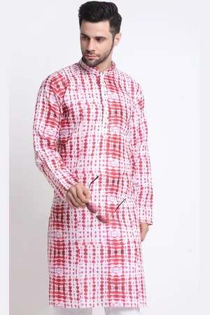 Kraft Mandarin Collar Batik Print Kurta