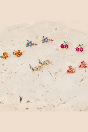 Accessorize Women Set Of 5 Gold-Plated Contemporary Studs Earrings