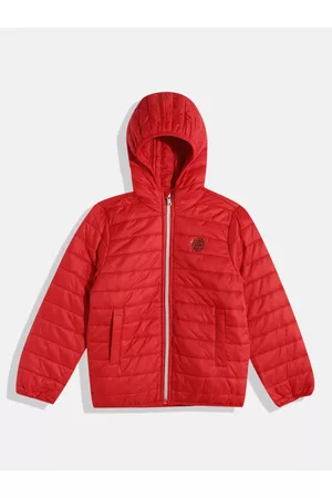 Ralph Lauren Girls Red Solid Hooded Puffer Jacket