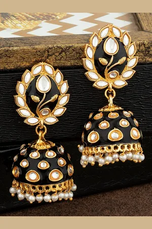 Alamod Gold-Plated Dome Shaped Jhumkas Earrings