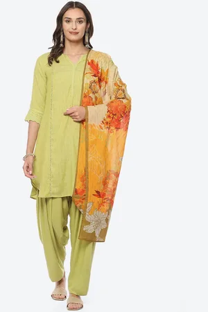 Biba Women Plus Size Woven Design Kurta with Salwar & Dupatta