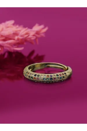 Carlton London Women Gold-Plated Stone Studded Adjustable Finger Ring