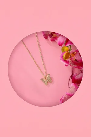 Accessorize Women Gold-Toned Textured Butterfly Pendant Necklace