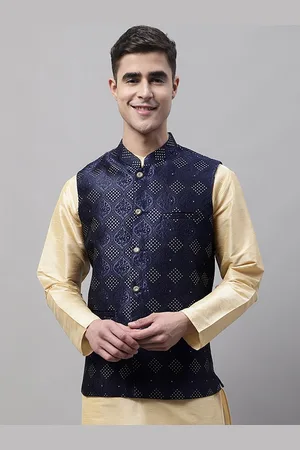 Jompers Men Woven Design Mandarin Collar Nehru Jacket