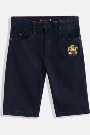 Tommy Hilfiger Boys Slim Fit Mid-Rise Denim Shorts With Brand Logo Embroidered Detail