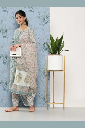 Divena World Women Floral Printed Gotta Patti Pure Cotton Kurta with Trousers & Dupatta