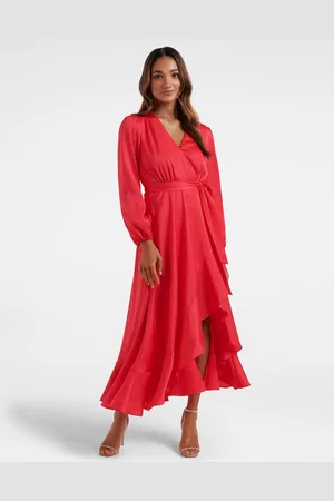 Forever New Susanna Petite V-Neck High Low Hem Wrap Dress With Belt