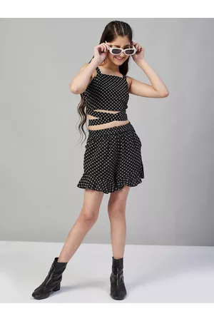 Stylo Bug Girls Polka Dot Printed Top with Shorts Set