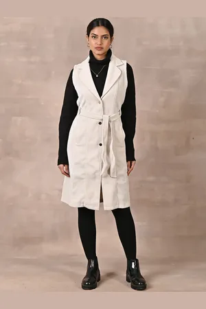 Lakshita Women Ribbed Corduroy Single-Breasted Trench Coat