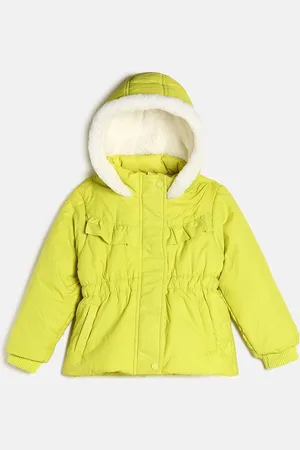 MINI KLUB Girls Yellow Striped Lightweight Puffer Jacket