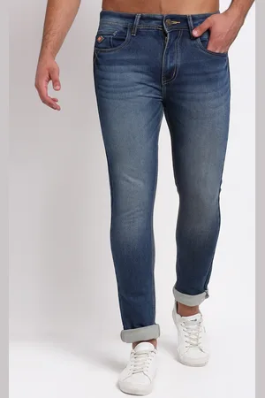 LOUIS STITCH Men Slim Fit Mid-Rise Heavy Fade Stretchable Cuffed Hem Jeans