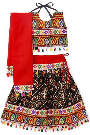 Banjara Girls Embroidered Thread Work Ready to Wear Lehenga & Blouse With Dupatta