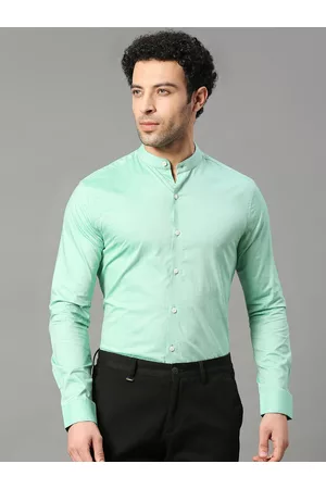 Invictus Men Mandarin Collar Slim Fit Formal Cotton Shirt