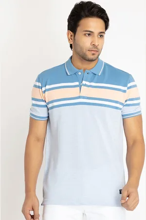 Status Quo Men Striped Cotton Polo Collar T-shirt