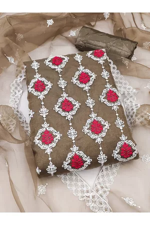 Kalini Embroidered Organza Unstitched Dress Material With Dupatta
