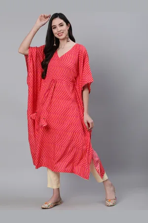 Antaran Chevron Printed Flared Sleeves Cotton Kaftan Regular Kurta
