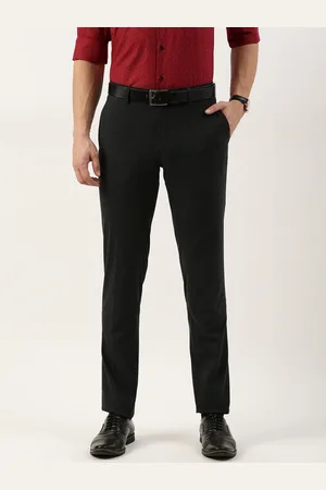 Solid Mid-Rise Formal Trousers with Pocket Detail and Belt