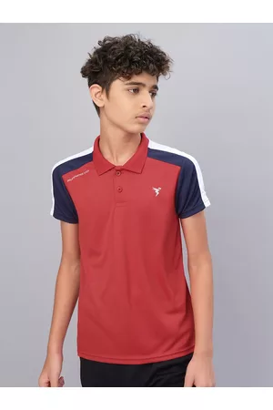 TECHNOSPORT Boys Polo Collar Antimicrobial Active T-shirt