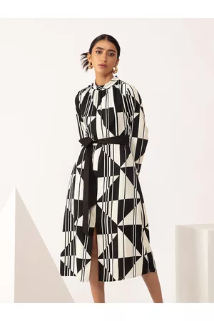 20Dresses White & Black A-Line Midi Dress