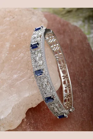 karatcart Silver-Plated Blue AD-Studded Bangle