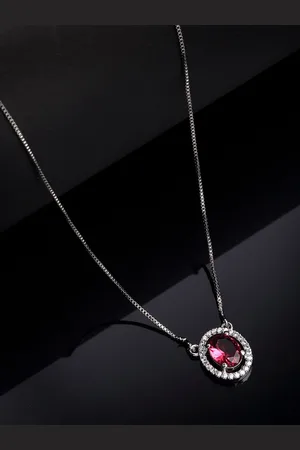 PANASH Women Silver-Plated Cubic Zirconia-Studded Pendant with Link Chain