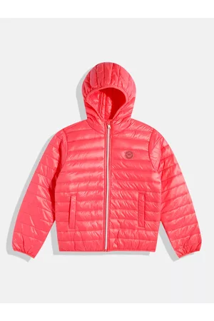 Ralph Lauren Girls Pink Solid Hooded Puffer Jacket