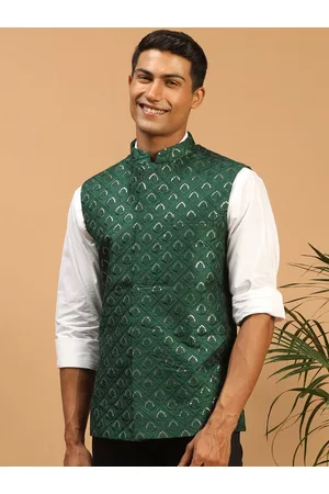 Vastramay Men Embellished Woven Nehru Jacket