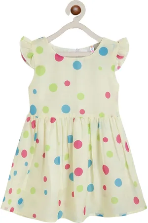 Kids On Board Girls Yellow Printed Fit and Flare Dress