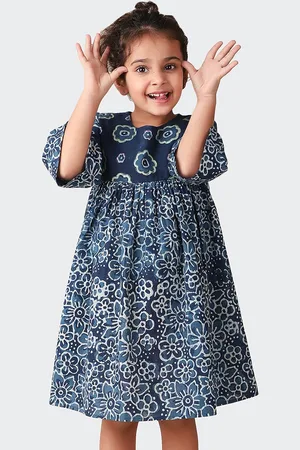 Fabindia Girls Floral Empire Dress