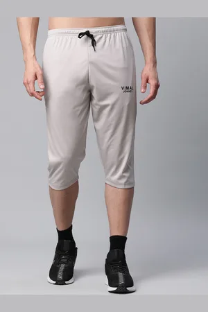 VIMAL JONNEY Men Grey Melange Regular Fit Solid Training or Gym Sports Shorts