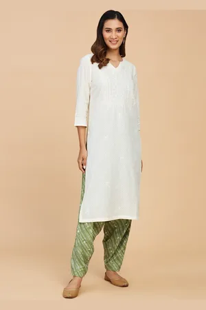 Fabindia Women Floral Embroidered Cotton Kurta