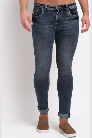 LOUIS STITCH Men Slim Fit Light Fade Stretchable Cuffed Hem Jeans