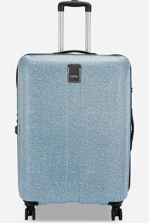 Safari Denim Textured Hard-Sided Small Trolley Suitcase