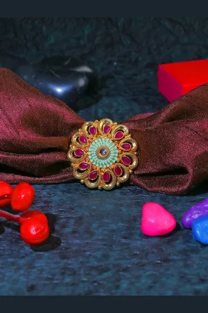 Adwitiya Collection 24CT Gold-Plated Stone-Studded Finger Ring
